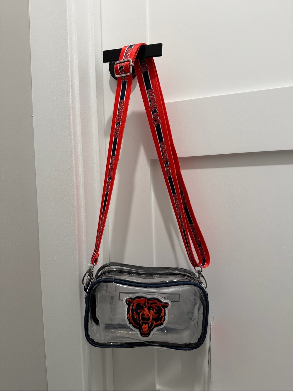NFL Chicago Bears Clear Crossbody Bag with Red Strap and Navy Trim NWT
